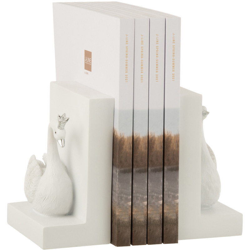 Serre livres Cygnes blancs en résine 14 cm - 3