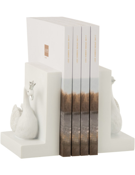 Serre livres Cygnes blancs en résine 14 cm - 3