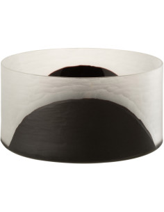 Photophore Rond Circulo Diamètre 25 cm en Verre Blanc Noir - 1