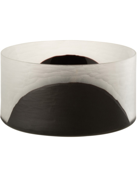 Photophore Rond Circulo Diamètre 25 cm en Verre Blanc Noir - 1