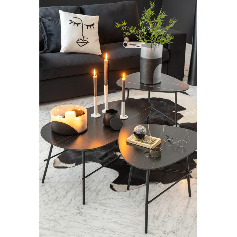 Photophore Rond Circulo Diamètre 25 cm en Verre Blanc Noir - 2