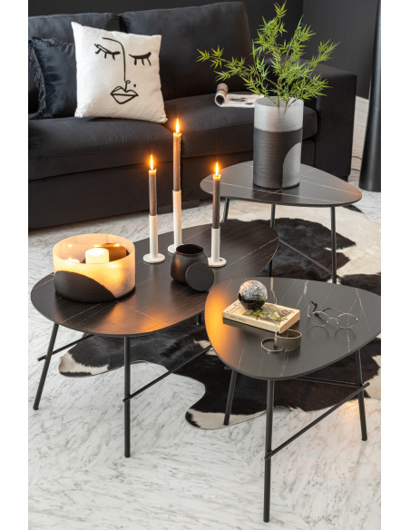 Photophore Rond Circulo Diamètre 25 cm en Verre Blanc Noir - 2