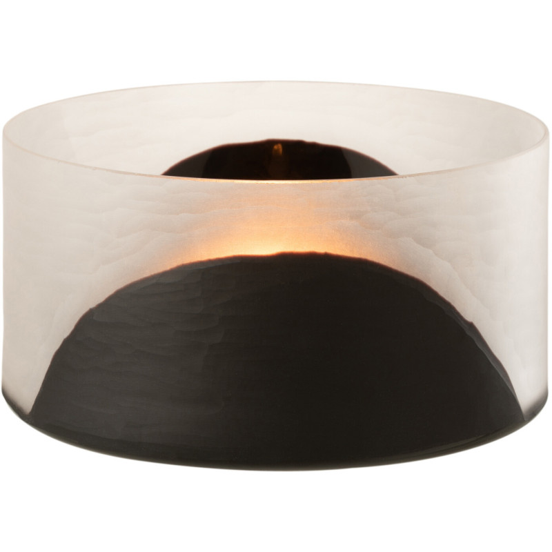 Photophore Rond Circulo Diamètre 25 cm en Verre Blanc Noir - 3