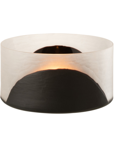 Photophore Rond Circulo Diamètre 25 cm en Verre Blanc Noir - 3