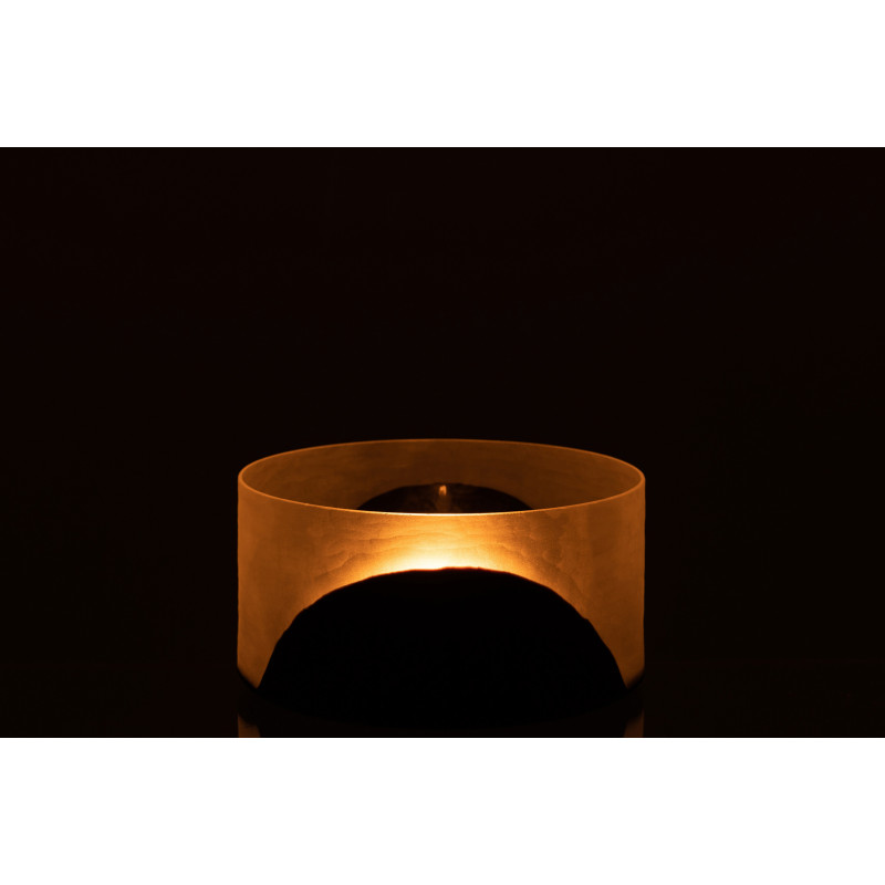 Photophore Rond Circulo Diamètre 25 cm en Verre Blanc Noir - 4