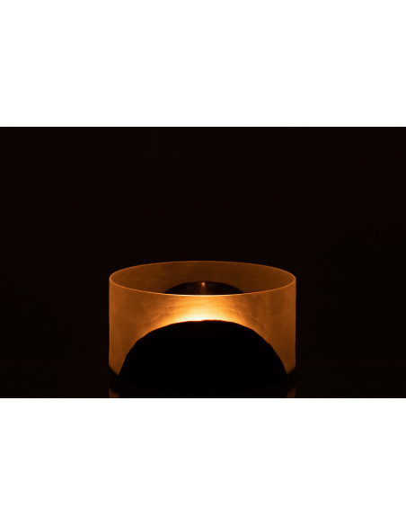 Photophore Rond Circulo Diamètre 25 cm en Verre Blanc Noir - 4