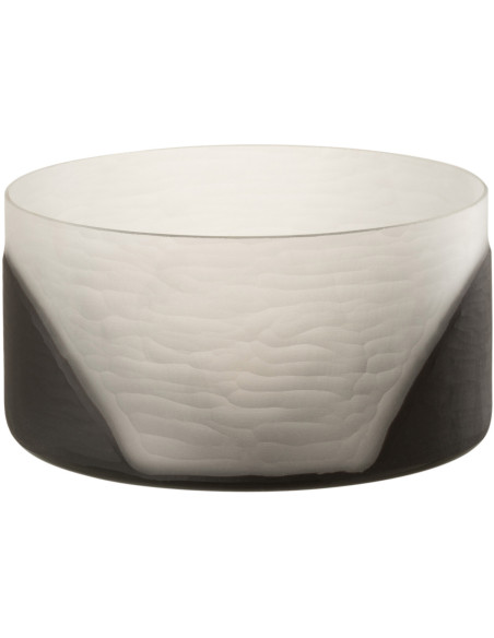 Photophore Rond Circulo Diamètre 25 cm en Verre Blanc Noir - 5