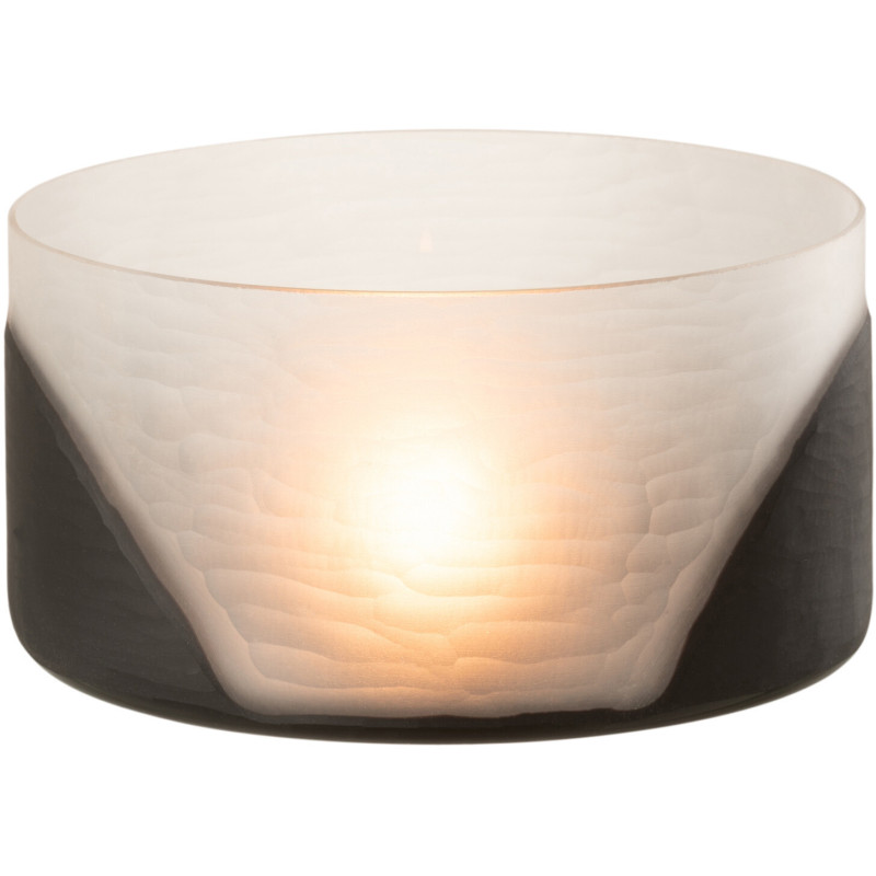 Photophore Rond Circulo Diamètre 25 cm en Verre Blanc Noir - 6