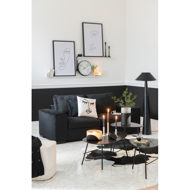 Photophore Rond Circulo Diamètre 25 cm en Verre Blanc Noir - 8