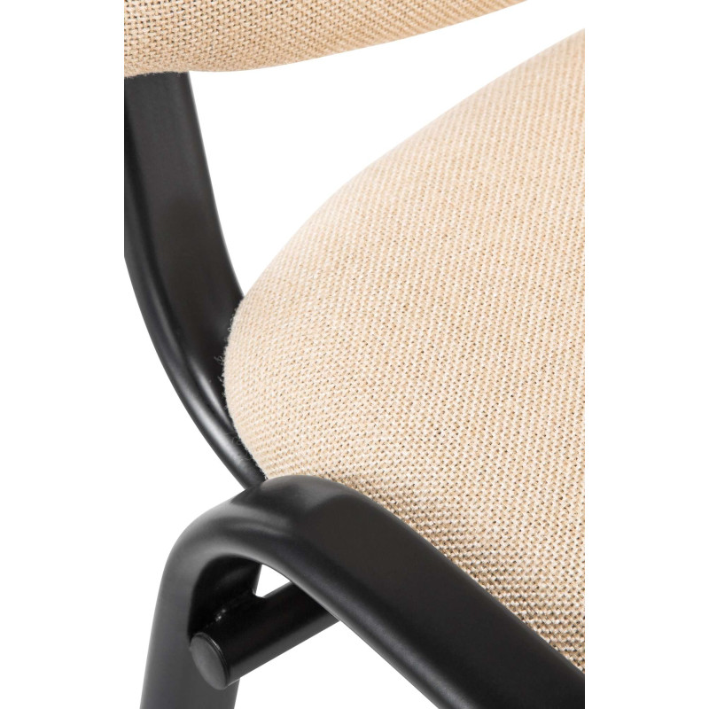 Chaise moderne en Tissu Blanc crème Métal Noir Aliora - 2