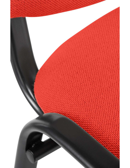 Chaise moderne en Tissu Rouge Métal Noir Aliora - 2