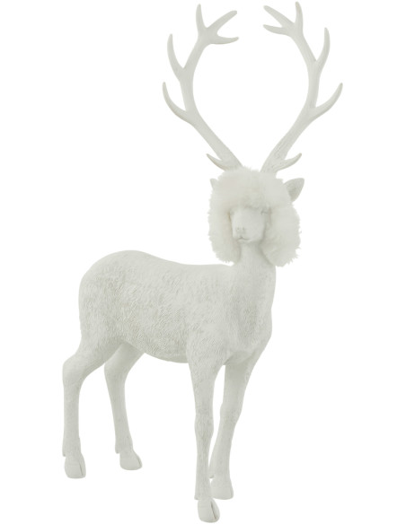 Statue déco Renne Spurt en Résine Blanc Polyester Blanc - 1