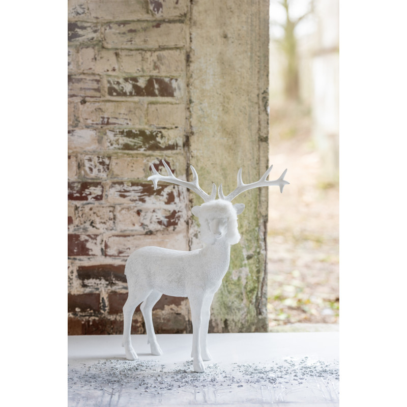 Statue déco Renne Spurt en Résine Blanc Polyester Blanc - 2