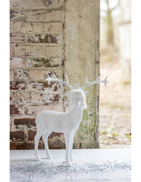 Statue déco Renne Spurt en Résine Blanc Polyester Blanc - 2