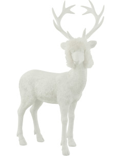 Statue déco XL Renne Spurt en Résine Blanc Polyester Blanc - 1