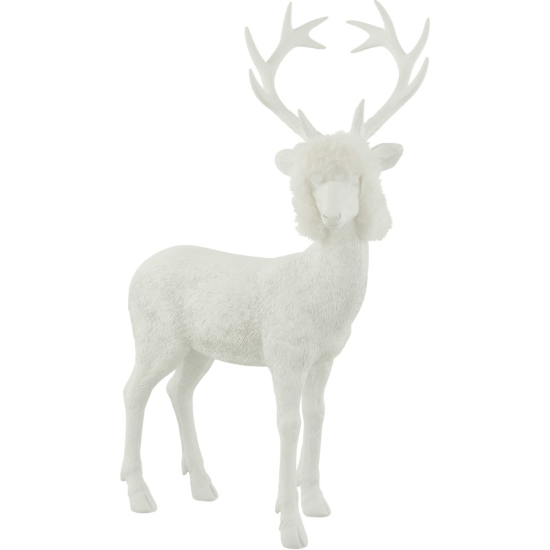 Statue déco XL Renne Spurt en Résine Blanc Polyester Blanc - 1