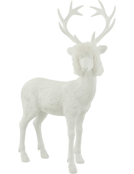 Statue déco XL Renne Spurt en Résine Blanc Polyester Blanc - 1