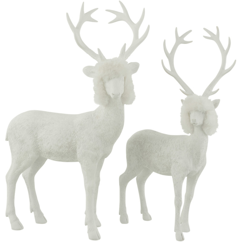 Statue déco XL Renne Spurt en Résine Blanc Polyester Blanc - 2