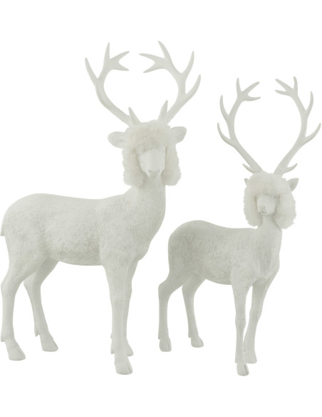 Statue déco XL Renne Spurt en Résine Blanc Polyester Blanc - 2