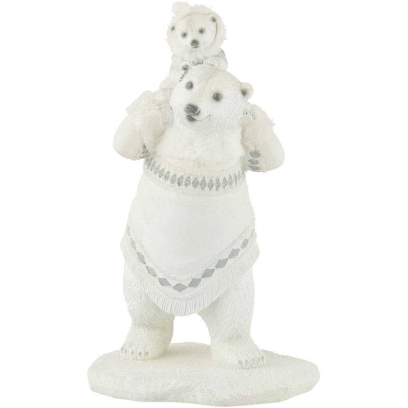 Statuette déco Ours polaire avec ourson Artica en Résine Blanc - 1