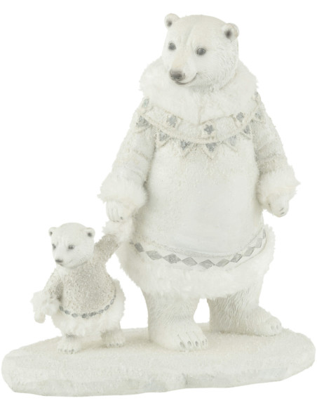 Statuette déco Ours polaire Main dans la main Artica en Résine Blanc - 1