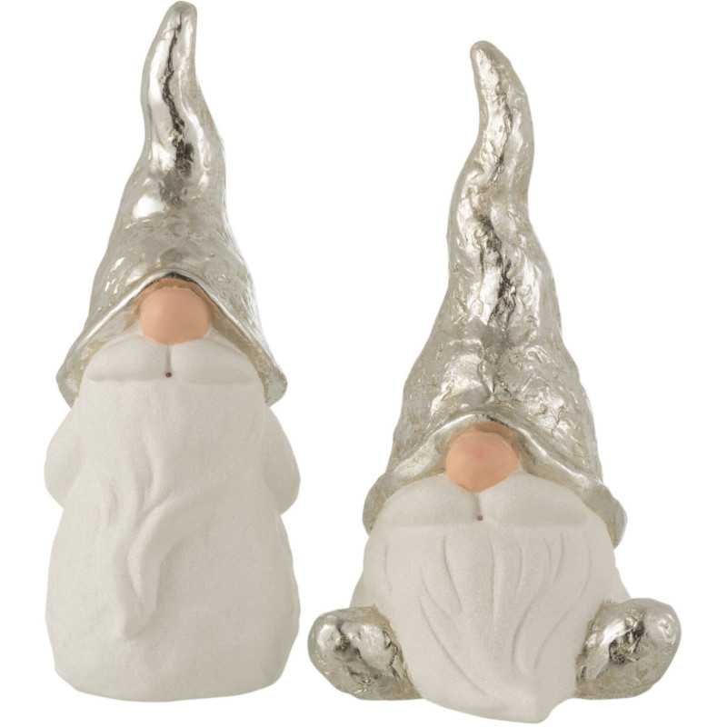 Décoration de Noël Père Noël 35 cm en Céramique Blanc Argenté (Lot de 2) - 1