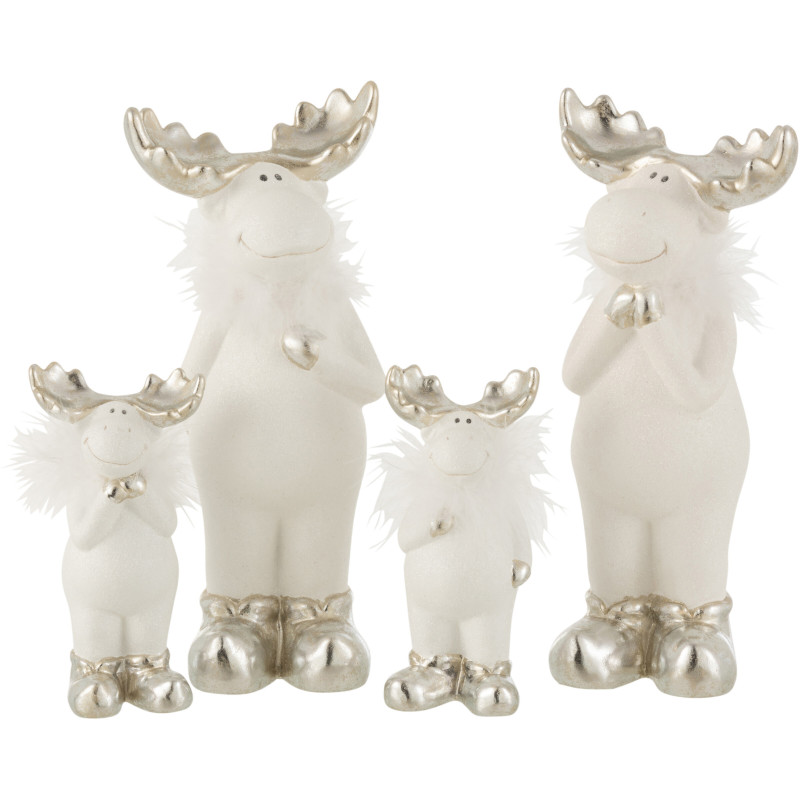 Décoration de Noël Renn avec plume 30 cm en Céramique Blanc Argenté (Lot de 2) - 2