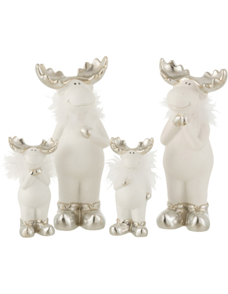 Décoration de Noël Renn avec plume 30 cm en Céramique Blanc Argenté (Lot de 2) - 2