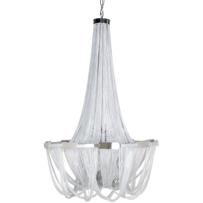 Grande suspension design 10 lampes Diamètre 80 cm en Métal Argenté Xelvin - 1