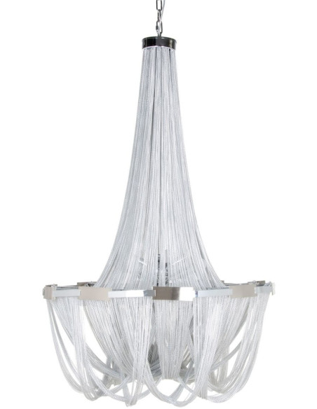 Grande suspension design 10 lampes Diamètre 80 cm en Métal Argenté Xelvin - 1