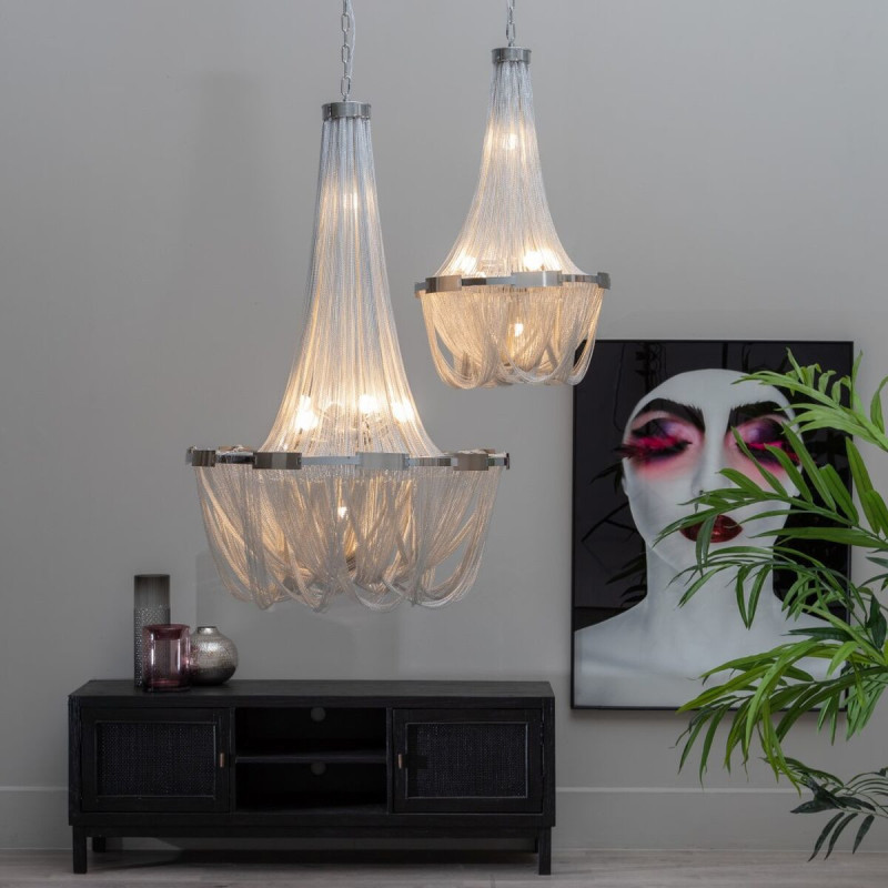 Grande suspension design 10 lampes Diamètre 80 cm en Métal Argenté Xelvin - 5