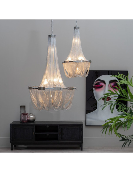 Grande suspension design 10 lampes Diamètre 80 cm en Métal Argenté Xelvin - 5