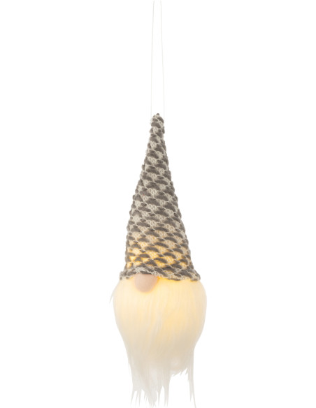 Suspension de Noël lumineuse Led Père Noël en Polyester Gris Blanc - 2