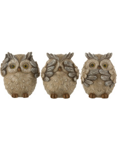 Statue déco Hibou Darby en Résine Gris (Lot de 3) - 1