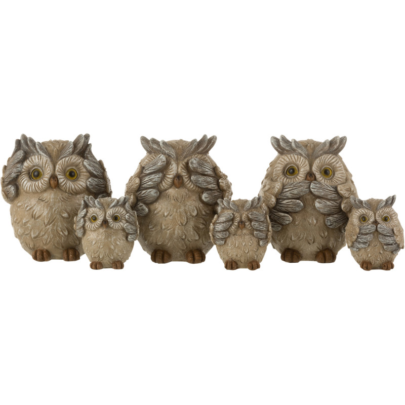 Statue déco Hibou Darby en Résine Gris (Lot de 3) - 2