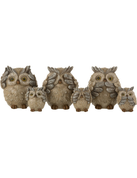Statue déco Hibou Darby en Résine Gris (Lot de 3) - 2