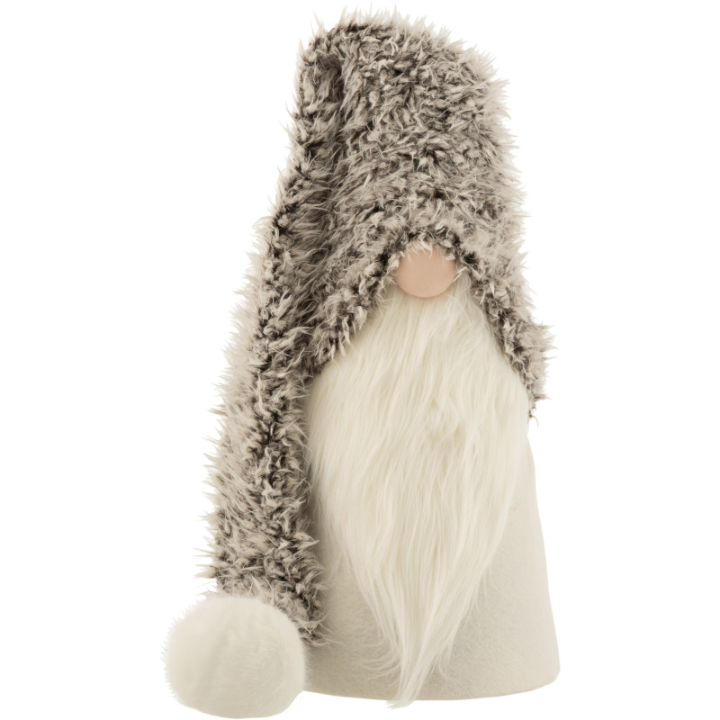 Décoration de Noël Père Noël avec bonnet XL en Résine Blanc Polyester Gris - 1