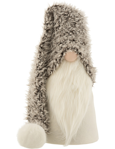 Décoration de Noël Père Noël avec bonnet XL en Résine Blanc Polyester Gris - 1