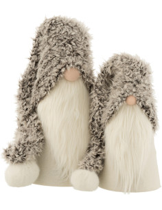 Décoration de Noël Père Noël avec bonnet XL en Résine Blanc Polyester Gris - 2