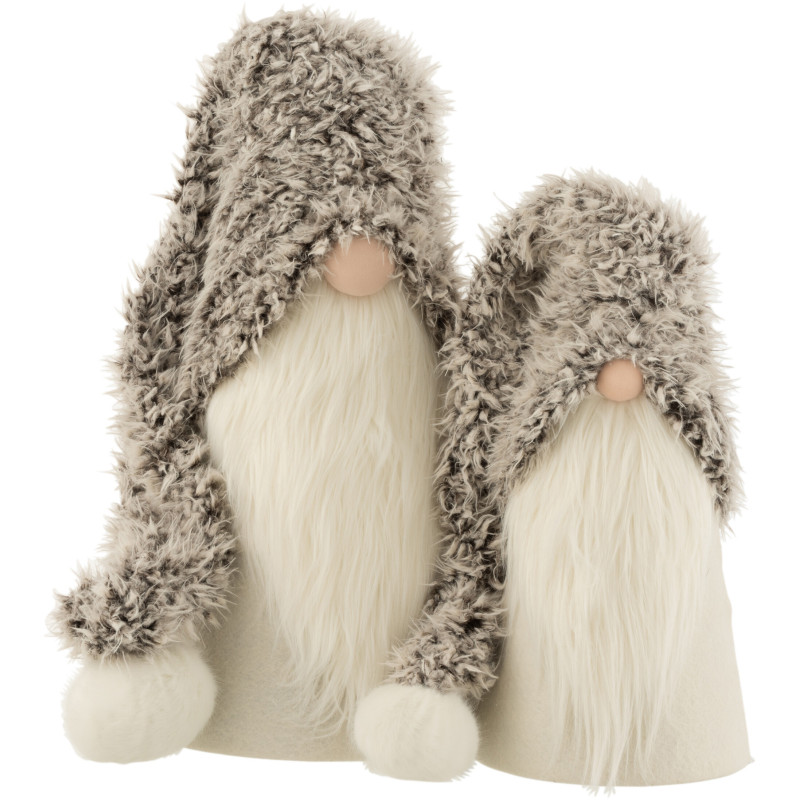 Décoration de Noël Père Noël avec bonnet XL en Résine Blanc Polyester Gris - 2