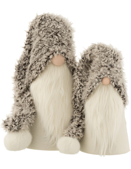 Décoration de Noël Père Noël avec bonnet XL en Résine Blanc Polyester Gris - 2