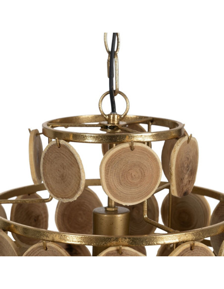 Suspension originale bohème Diamètre 45 cm en Métal Doré Bois Naturel Arelis - 2