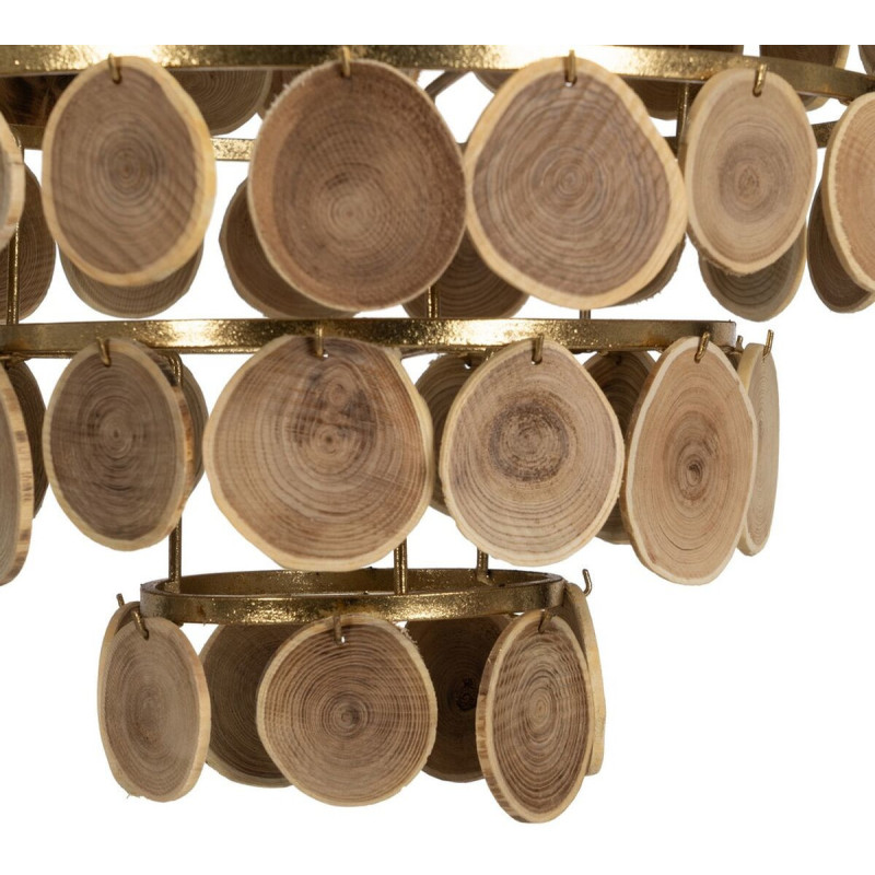 Suspension originale bohème Diamètre 45 cm en Métal Doré Bois Naturel Arelis - 3