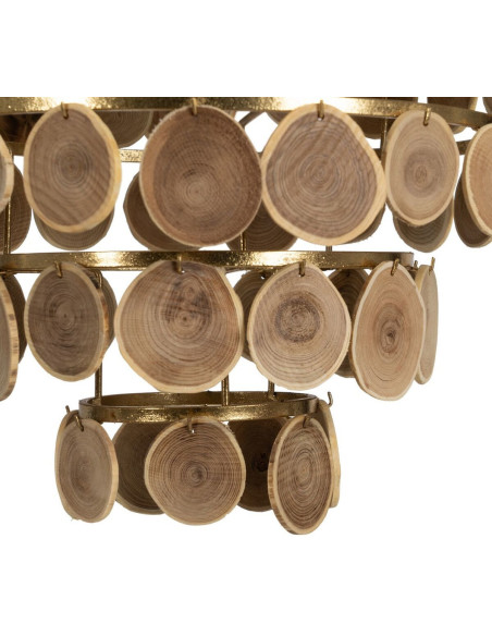 Suspension originale bohème Diamètre 45 cm en Métal Doré Bois Naturel Arelis - 3
