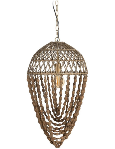 Suspension originale Perles Diamètre 39 cm en Bois Rotin Naturel Tirian - 1