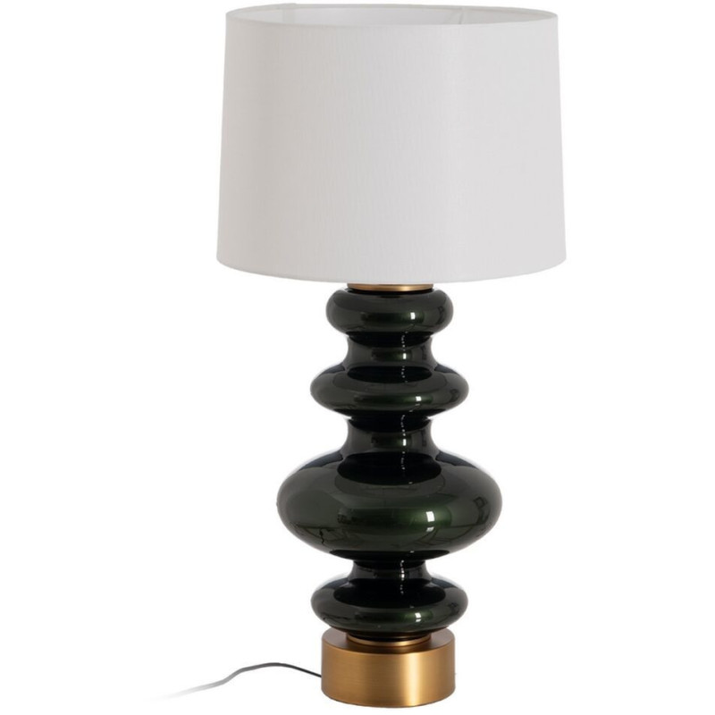 Grande lampe à poser moderne Hauteur 76 cm en Verre Noir Métal Doré Lin Blanc Zorine - 1