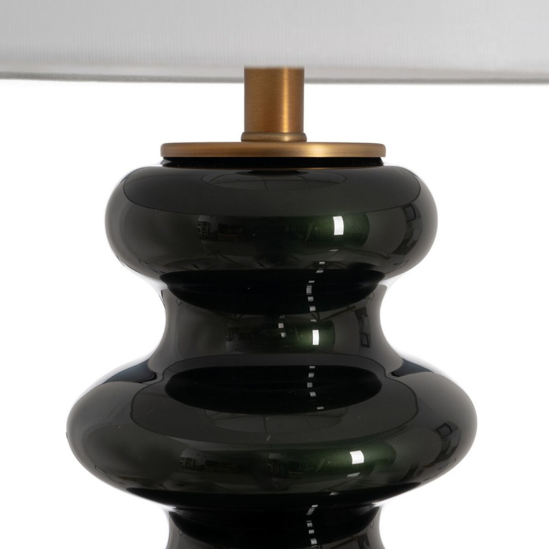 Grande lampe à poser moderne Hauteur 76 cm en Verre Noir Métal Doré Lin Blanc Zorine - 3