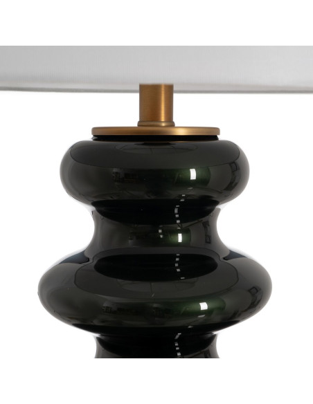 Grande lampe à poser moderne Hauteur 76 cm en Verre Noir Métal Doré Lin Blanc Zorine - 3