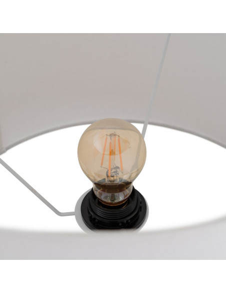 Grande lampe à poser moderne Hauteur 76 cm en Verre Noir Métal Doré Lin Blanc Zorine - 5