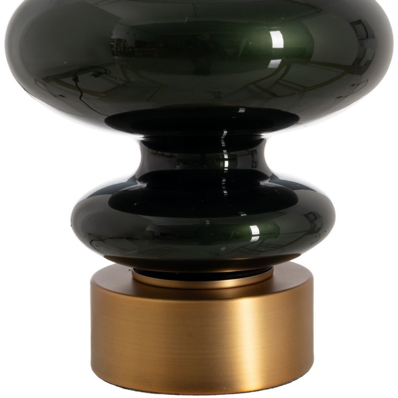 Grande lampe à poser moderne Hauteur 76 cm en Verre Noir Métal Doré Lin Blanc Zorine - 6